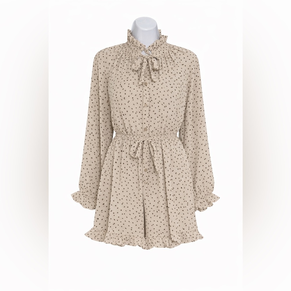 Polka Dot Tan Romper NWT